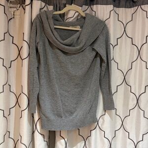 LOFT Heather Gray Cowl Neck Sweater